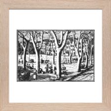 La Place en Hiver Vence - Unsigned - Ready Framed